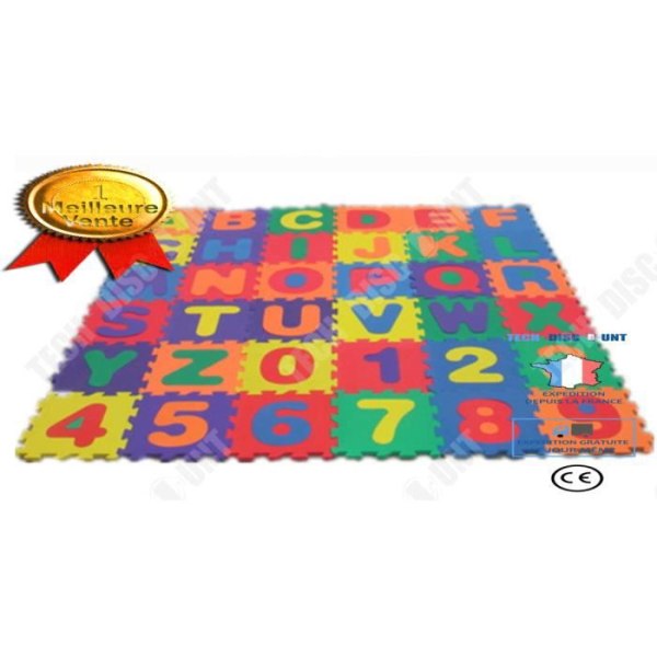 Skumpusselmatta för baby - TD® NYTT - Alfabet och siffror - 36 brickor 32x32 cm