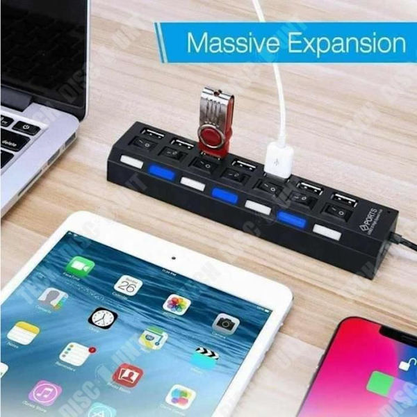 TD® Hub USB2.0 med uafhængig switch HUBUdvidelsesfordeler 7 bits Hub USB 7 hulrum