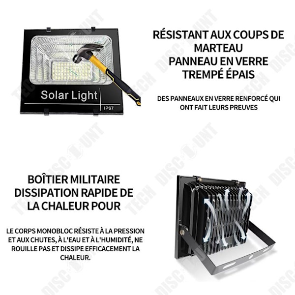 TD Solcellelampe udendørs 150W 144LED sollys udendørs med vandtæt fjernbetjening IP67 sollys til udendørs havebelysning