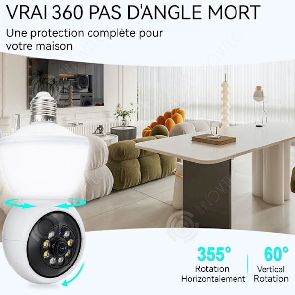 Monitor typ av lampa - INNOVTEC - Färgnattvision - Wi-Fi - Dubbelsidig ljud - 360° Färg