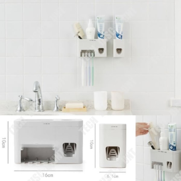 TD® Tandkrämshållare Monterad Automatisk Dispenser Väggmonterad Tandborsthållare Förvaring Badrum Dusch Renlighet Bekvämt