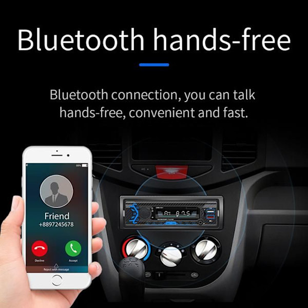 TD® bilradio 188*60*58mm Förlustfritt ljud 2,1A snabbladdning