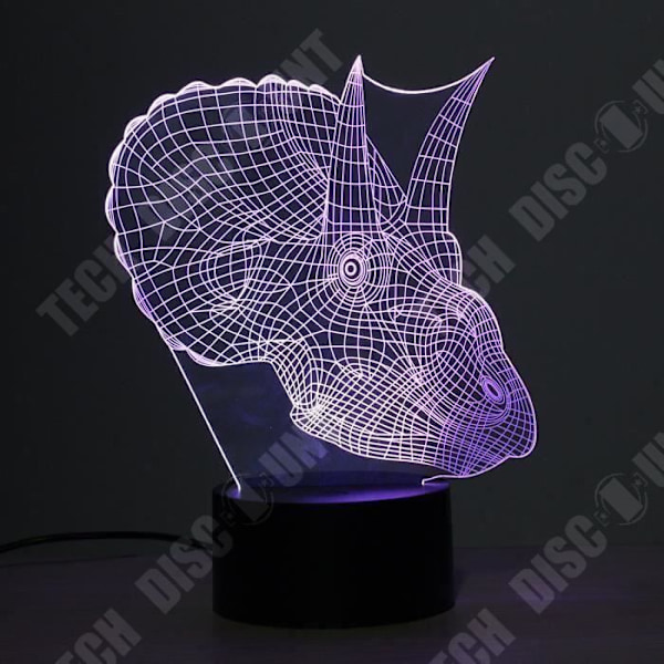 TD® Dekorativ berøringslampe med optiske illusioner 7 farver Triceratops model - lavt forbrug USB-kabel 3 AAA batterier