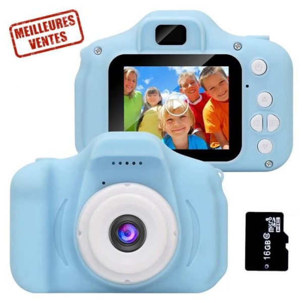 I® barnkamera,elektroniska leksaker 3-8 år pojkar videoinspelning med 16 GB TF-kort Blå födelsedagsjulklappar
