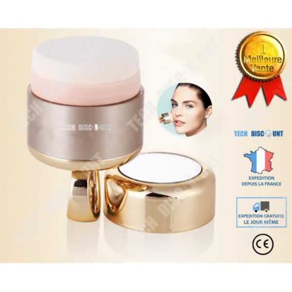 TD® elektrisk makeupsvamp ny kvalitet multifunktionel 3D mikrofrequens værktøj med 2 ekstra svampe i guld.