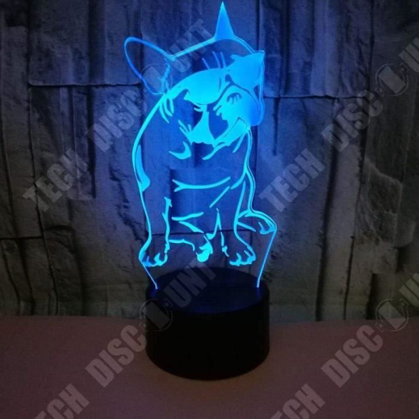 TD® 3D natlys lampe i farverig hundeform med fjernbetjening - Dekorativ hologram natlampe til værelset