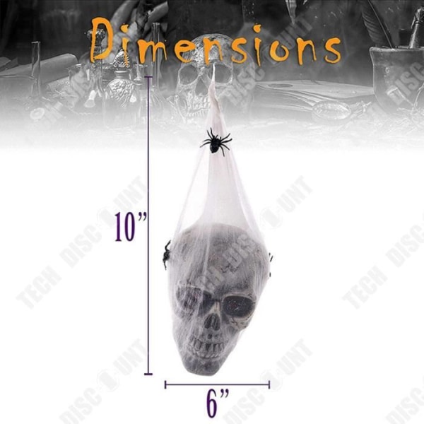 TD® Halloween dekoration röstaktiverad självlysande nätväska skalle spindelhuvud hängande bomull