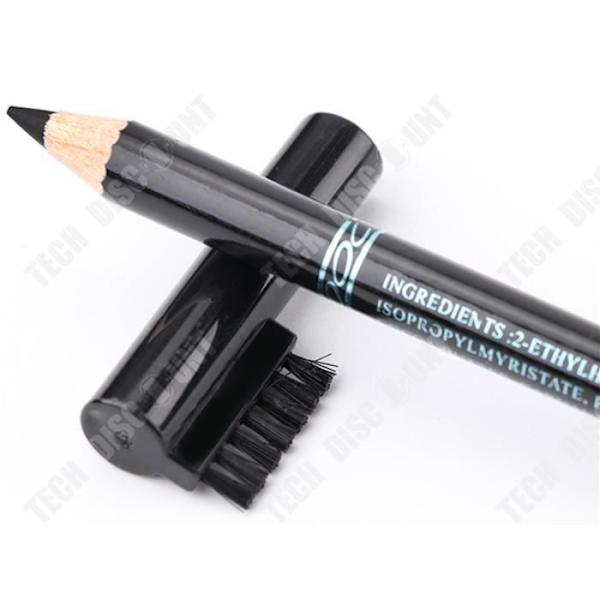 TD® Crayon Noir til Øjne og Læber med Øjenbrynsbørste - Kosmetik, Makeup - Intensiv Sort