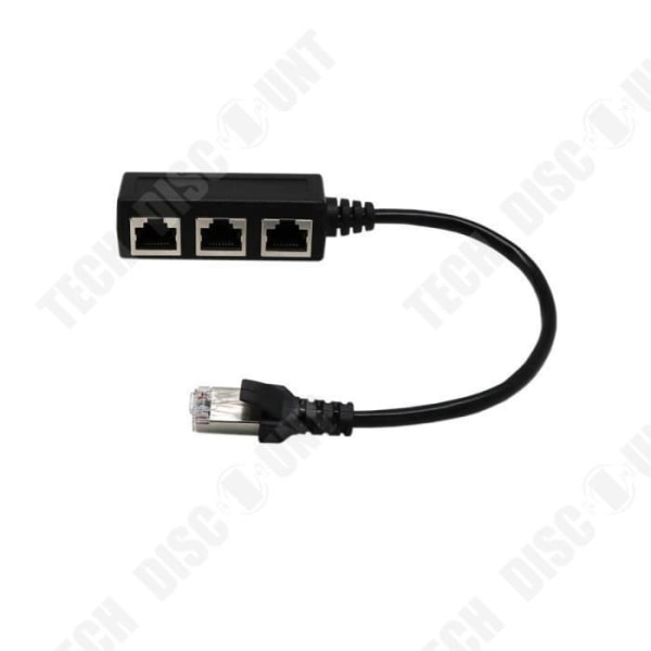 Ethernet LAN splitter 3 portar RJ45 grenuttag adapter svart dator nätverkskabel internet multimedia hemlåda