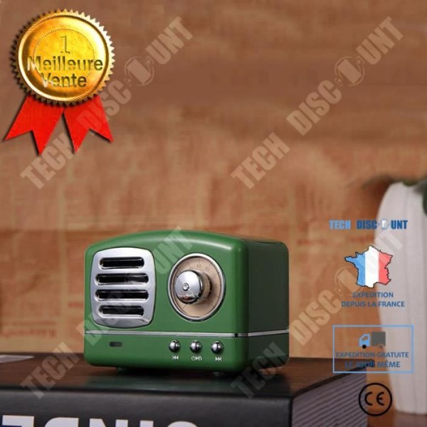 TD® Mini Bluetooth Højtaler V4.1 Vintage Hifi Stereo Bærbar Trådløs - Grøn