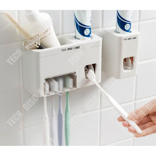 TD® Automatisk tandkrämsdispenser Barntandborsthållare Dubbel kompressionsdesign Solid väggfäste Creative