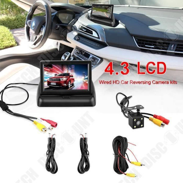 TD® Bilkamera med 170 ° HD + 4,3 tommer bakkamera LCD monitor med nat-syn - bageste radar til parkering