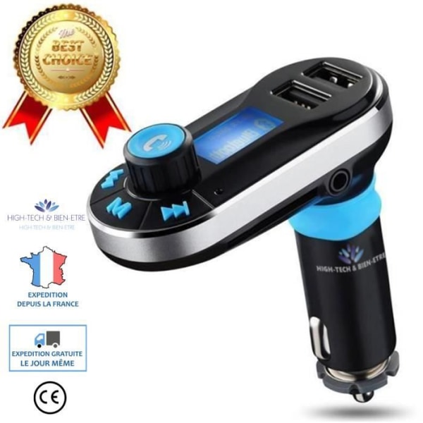 LCC® Bluetooth Car Kit MP3-spelare FM-sändare med mikrofon, handsfreesamtal, dubbel USB-laddning 5V/2.1A färg...