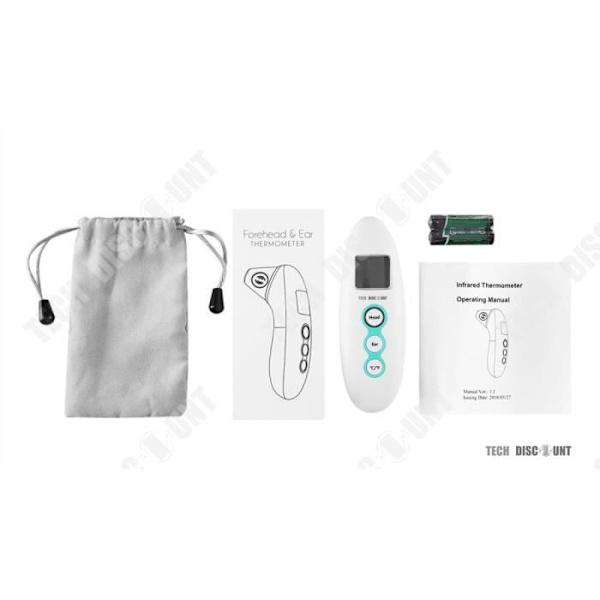 TD® digital infrarød termometer til indendørs og udendørs brug, trådløst, komfortabelt, til øre og pande, præcist til voksne og børn.
