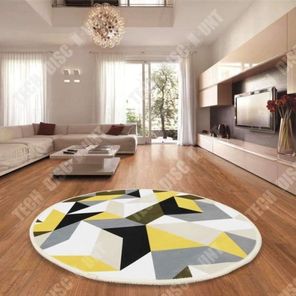 TD® Magnifique Rundtæppe stue soveværelse stort tæppe enkel dekoration soveværelse stue rum skridsikker geometrisk motiv polyester