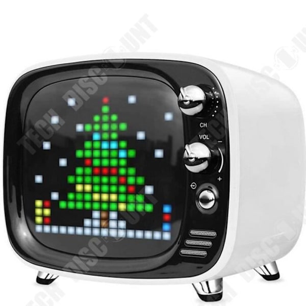 Bluetooth-högtalare - TD® - Pixel - Mini-väckarklocka - Bärbar - Retro TV-design