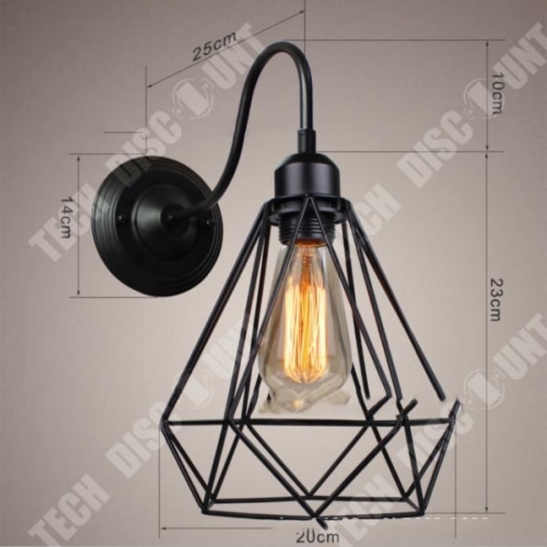 TD® 2-pack vägglampa Vintage industriell svart diamantbur metall taklampa retro lampat dekoration