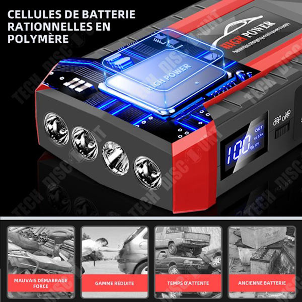 TD Booster bilbatteri jump starter bærbar bilbatteri starter med hurtigopladning intelligente sikkerhedsklemmer