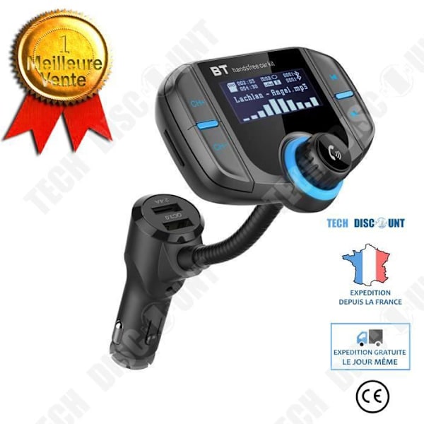 TD® FM-lähetin auto Bluetooth-kätevapaat puhelut - Bluetooth auto, jossa 3,5 mm:n AUX-portti - Autotarvike