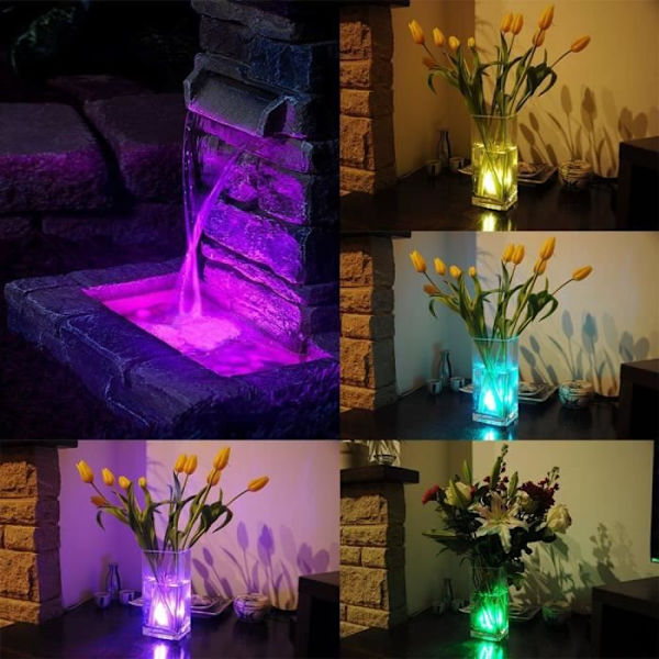 IPUIS dränkbara led-ljus - 12 st flerfärgade + enfärgade för bröllop, fest, födelsedag, pool Mång