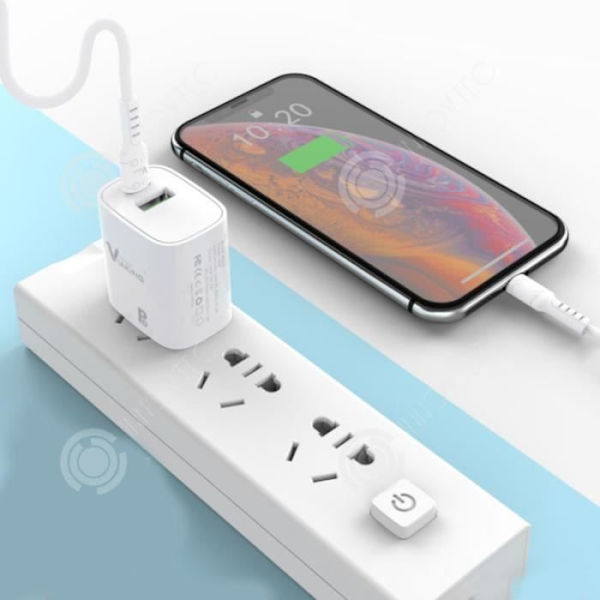 INN Tête de charge PD18w Hurtigoplader QC3.0 Standard europæisk rejseadapter 5V3A - hvid
