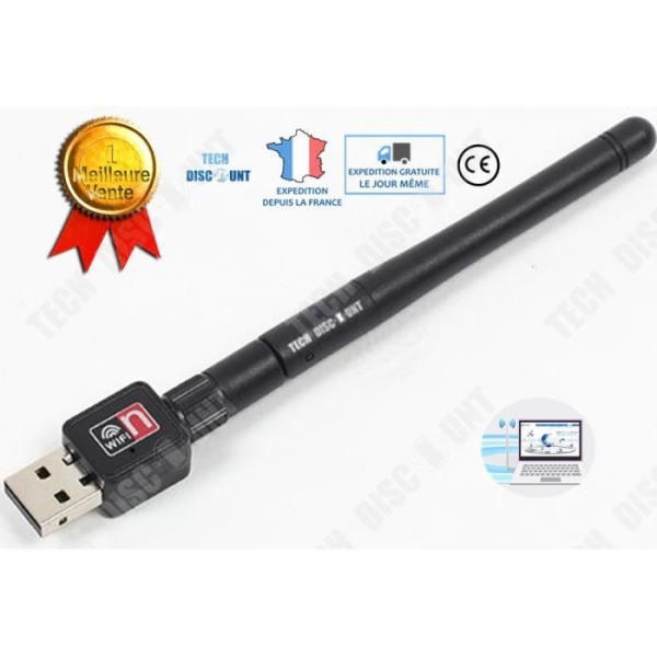 TD® Trådløst netværkskort wifi-modtager usb-netværkskort med antenne 150m mini trådløs adapter til bærbar computer