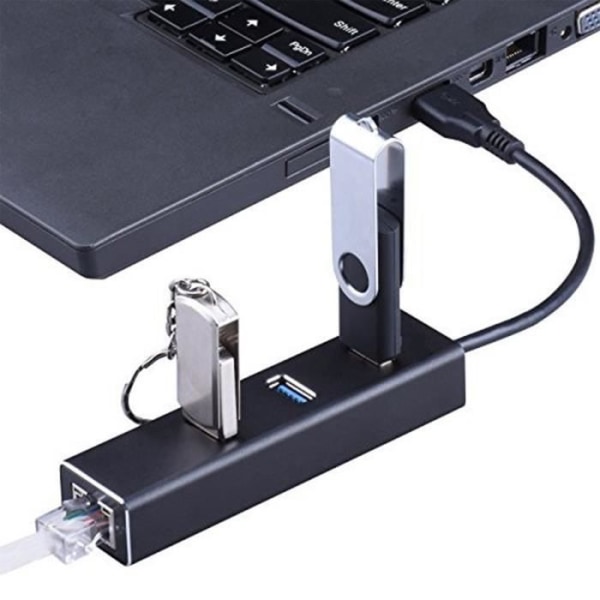 USB-hubb - TD® - Hub 3.0 - 3 portar - Ethernet RJ45 - Snabb överföring