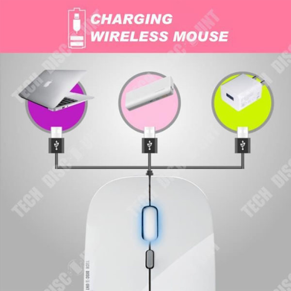 Trådlös mus - TD® - Ultratunn - 2400 dpi - Plug and Play - Tyst