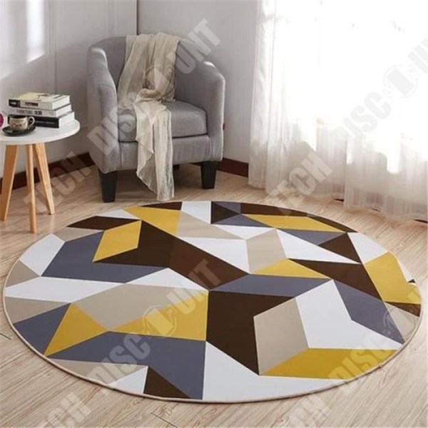 TD® Magnifique Rundtæppe stue soveværelse stort tæppe enkel dekoration soveværelse stue rum skridsikker geometrisk motiv polyester