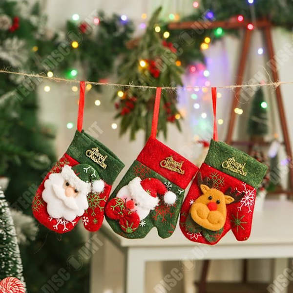 TD® Juledekoration små julestrømper non-woven juletræ hængende slikpose pakke med 4