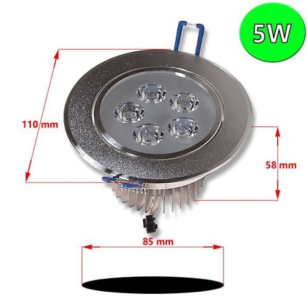 Spot encastrable LED - LEDVero - 5W - Kallvit - 12x - Inomhus - Hög kvalitet Vit kyla