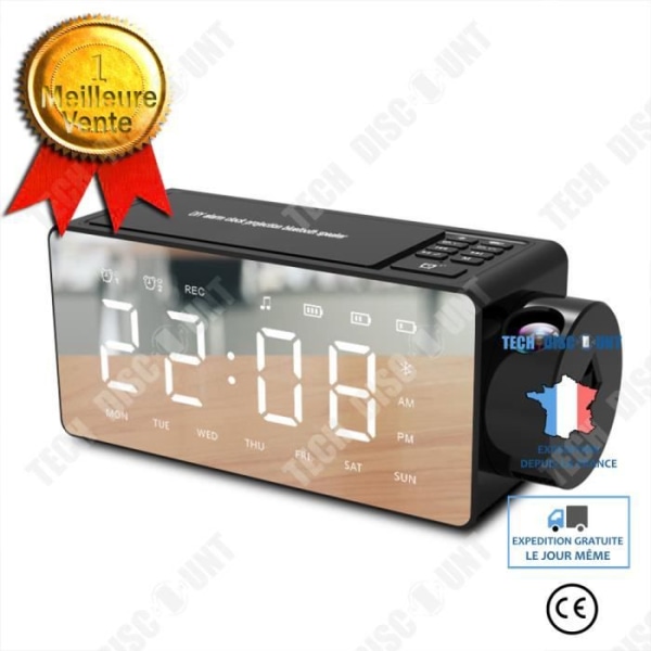 TD® projektionsklocka bluetooth-högtalare typ smart hem audio plug-in-kort högupplöst display svart