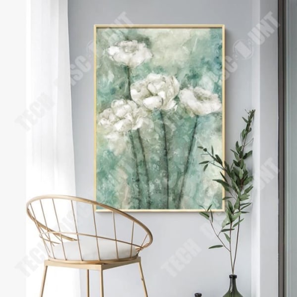 TD® nordisk retro blomma oljemålning grön växtdekoration målning vardagsrum sovrum veranda hall gång väggdekoration