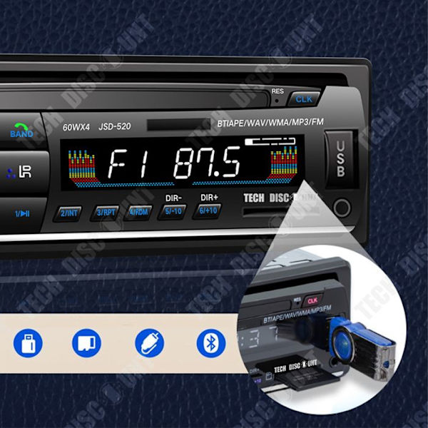 TD® Bluetooth-autoradio MP3-soitin bluetooth-liitännällä, korttiradio, audiosoitin MP3-autoa varten, autoaudio taksiin