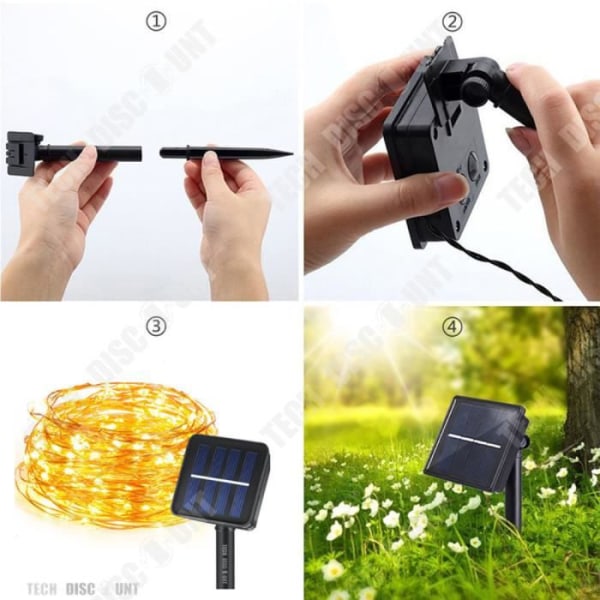 TD® Solar String Lights Julgran Utomhus LED Inomhusdekoration Belysning Banner Ljusstyrka Färg Lång Varm Vit