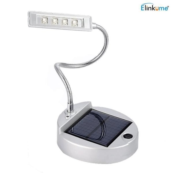 Kontorlampe - Solenergi - 4 LED'er - Foldbar - Variabel Intensitet - Grå Metal