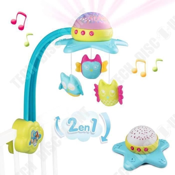 TD® Baby Fjärrkontroll Starry Sky Projection Petal Music Bed Bell Toy,