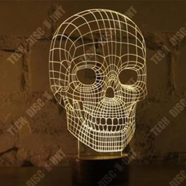 TD® Lampe Bulbing Tête de Mort 3D Nattelygte Dekorativ lampe i form af et kranie.