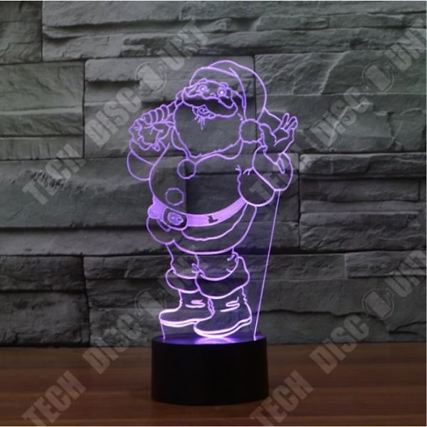 TD® Dekorativ USB Santa Claus 7 färger Fjärrkontroll Optisk illusion 3D Night Light Visualization Bordsbordslampor 3D Glow LED