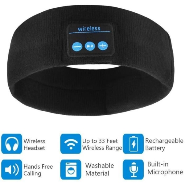 Bluetooth Headband Headphones 5.0 med sömnmask, trådlösa 3D-hörlurar, resemusikformat ögonlapp, med topp[566]