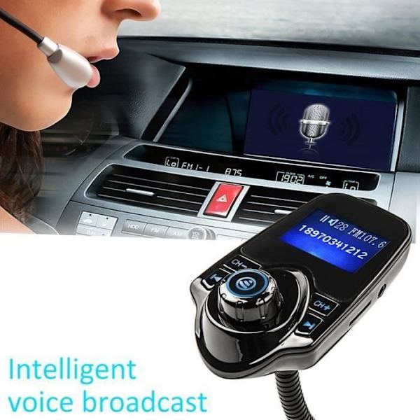 Bluetooth bilsæt med handsfree FM-sender og trådløs MP3-afspiller USB-oplader med LED-display
