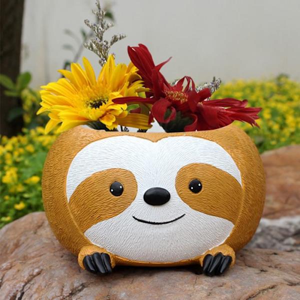 Sukkulent jardinière - TD® - Sloth look - 10x10.5x6cm - Syntetisk harpiks - Kontor dekoration