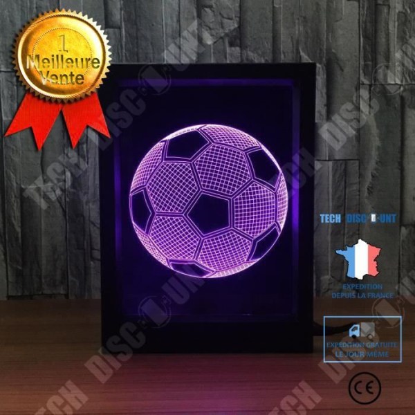 TD® 3D LED-lampa Optisk Illusion Fotboll Form/Nattljus Fotoram Kreativ gåva Visuell anmärkningsvärd effekt