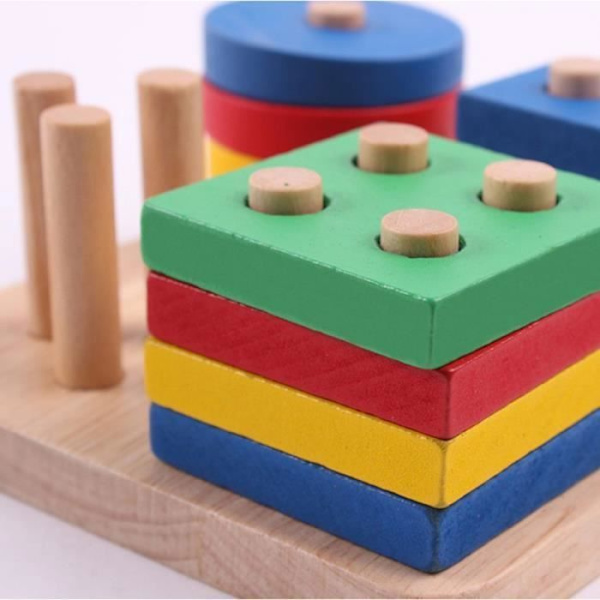 Geometriske trælegetøj - Baby - Byggeklodser - Pyramide - Børnegave