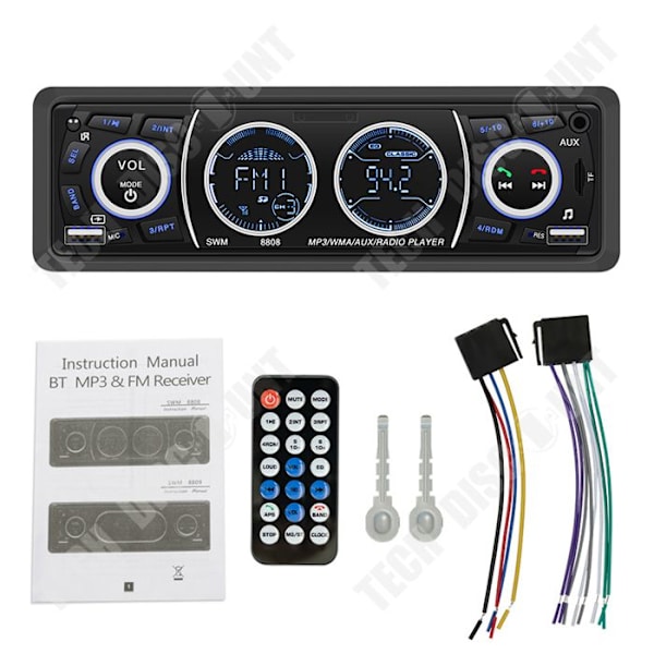 TD® Bluetooth-auto radiotaulukko 12V universaali auto MP3-soitin bluetooth handsfree plug kortti USB-radio musta