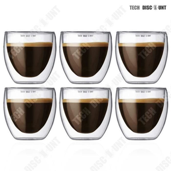 TD® förpackning med 6 espressosprit kaffeglas 450 ml Kapacitet Dubbelvägg termiskt klart glas Servera te kaffekopp c