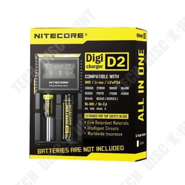 TD® Hurtig og Effektiv Batterioplader / DIGI CHARGER D2 / Intelligens LCD Digital Oplader / LCD Skærm LED Lys