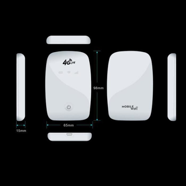 Bærbar WiFi-router - 4G - 150Mbps - SIM-kort - Hvid