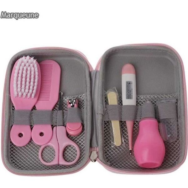 Trousse til babypleje komplet MARQUEUNE, 8 tilbehør (Rosa)