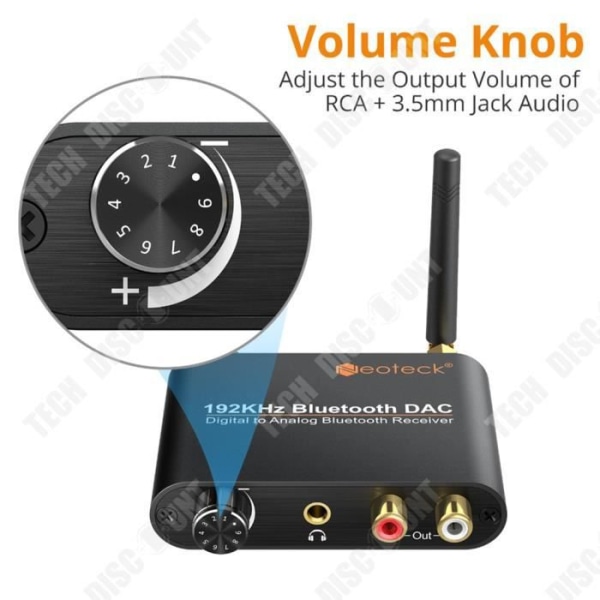 TD® Toslink 192kHz Digital Koaxial till Analog L/R Stereo med Bluetooth-mottagare Audio Video Adapter Stabil överföring